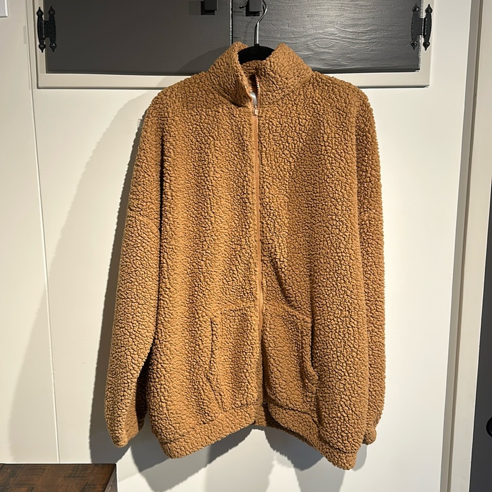 Fuzzy brown teddy bear jacket